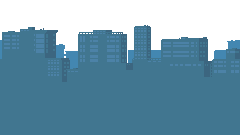 Pixel art background of distant buildings