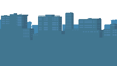 Pixel art background of distant buildings